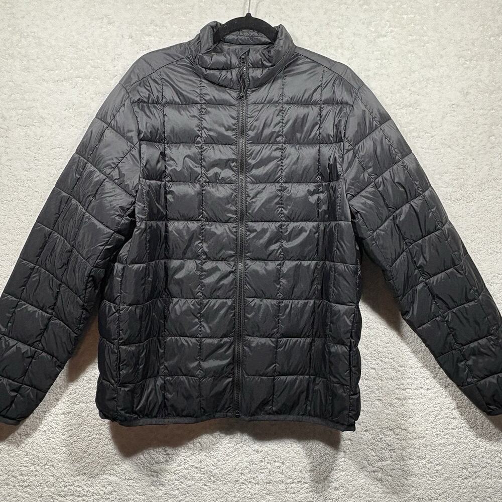 Old Navy men's LG water-resistant black and green full Zip puffer jacket Large
